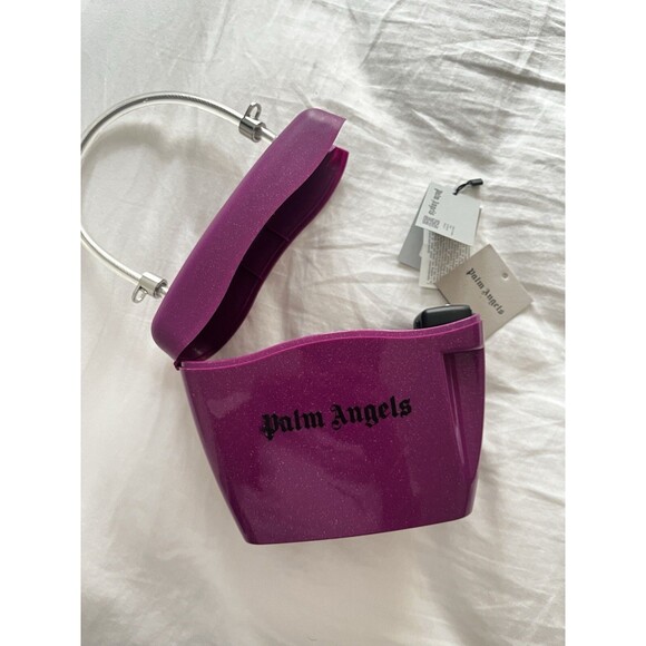 Palm Angels Purple Black Plastic Pad Lock Bucket Fashion Designer Bag - Picture 1 of 7